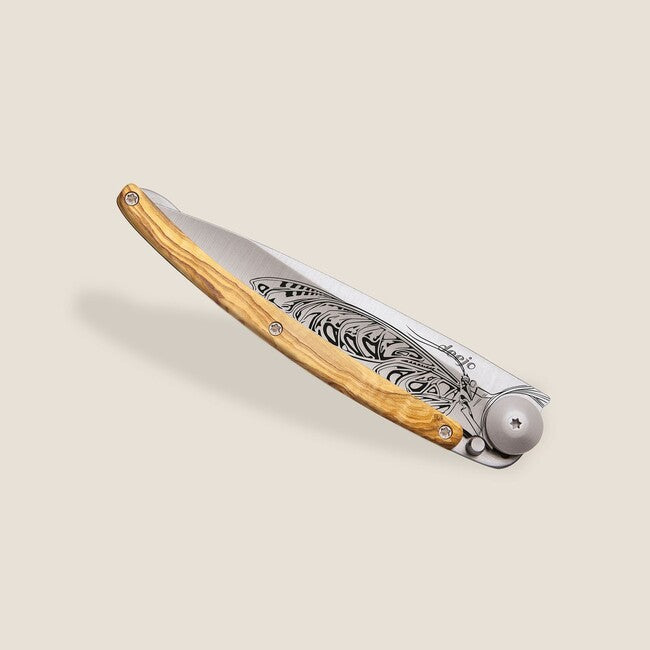 Deejo Tattoo Wood Butterfly Folding Knife