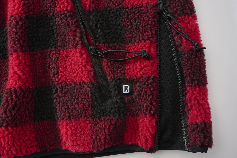 Brandit Worker Teddyfleece Pullover, Red/Black
