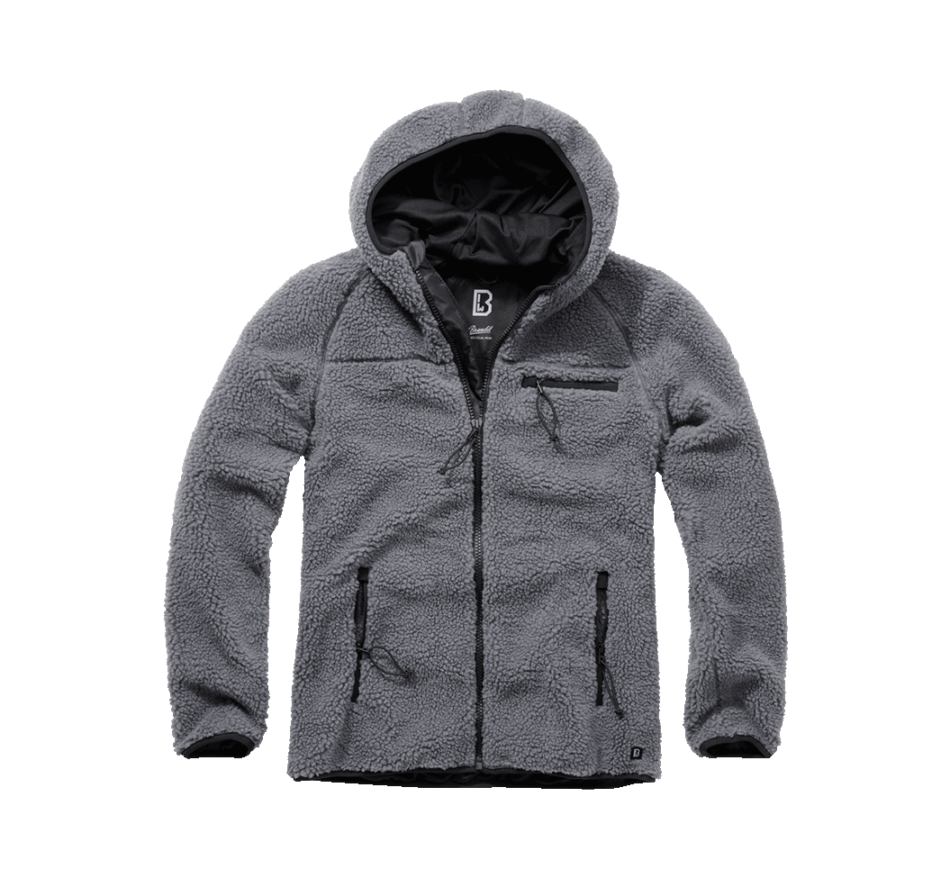 Brandit Worker bunda flísová s kapucňou Teddyfleece, anthracite