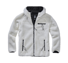 Brandit Worker Μπουφάν Fleece με Κουκούλα Teddyfleece, Λευκό