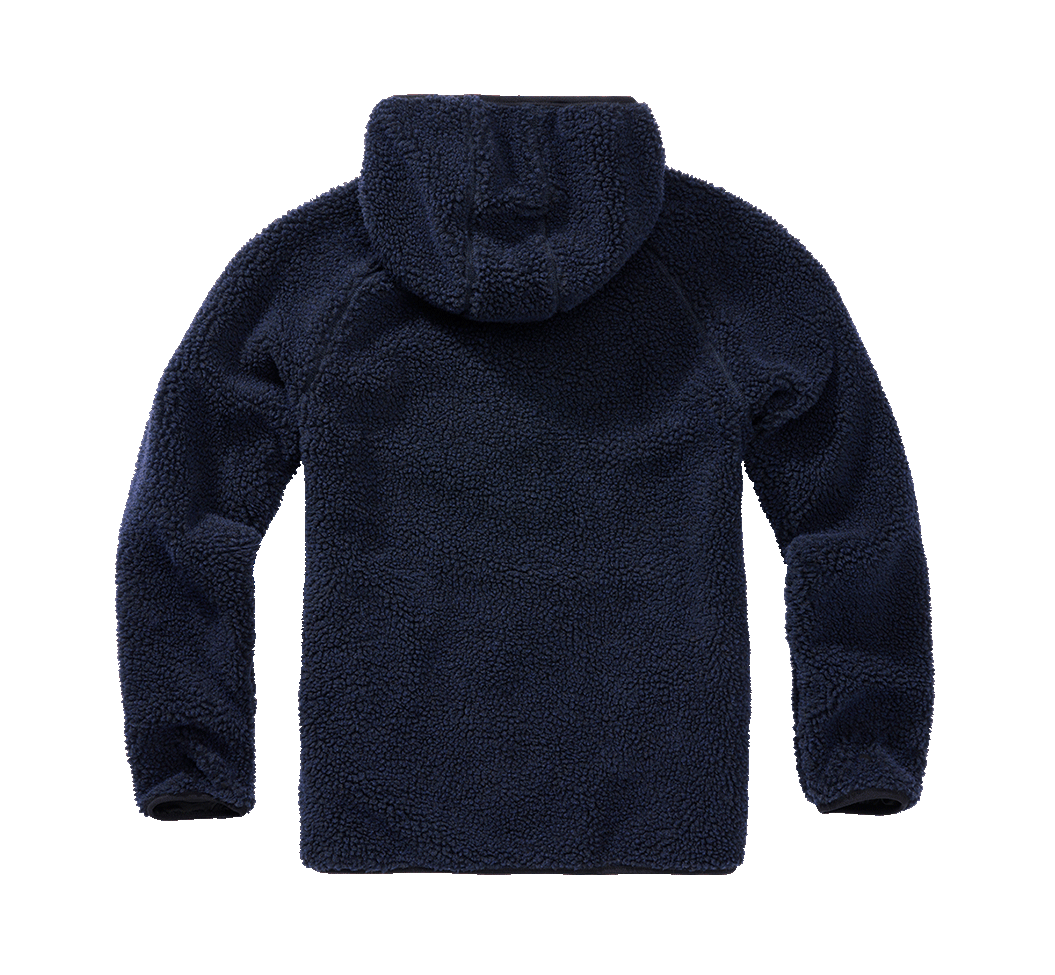 Brandit Worker bunda flísová s kapucňou Teddyfleece, námornícka modrá