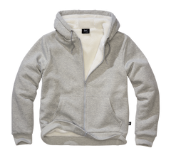 Brandit Sweatjacket moški pulover s toplo podlogo Teddylining, siva melirana