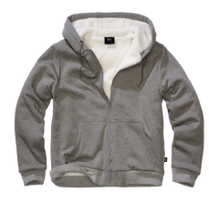 Brandit Sweatjacket moški pulover s toplo podlogo Teddylining, temno siva melirana