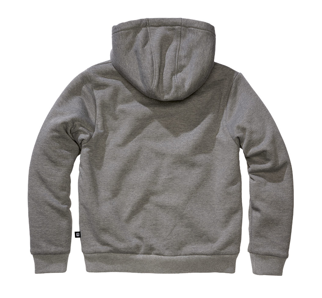 Brandit Sweatjacket pánska mikina s teplou podšívkou Teddylining, tmavá sivá melange