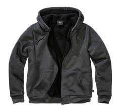 Brandit Sweatjacket moški pulover s toplo podlogo Teddylining, črna melirana