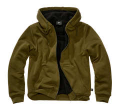 Brandit Sweatjacket moški pulover s toplo podlogo Teddylining, oljčna