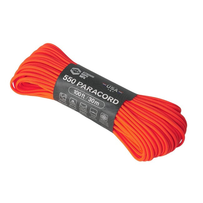 550 Paracord (100 stôp) - neónovo oranžová