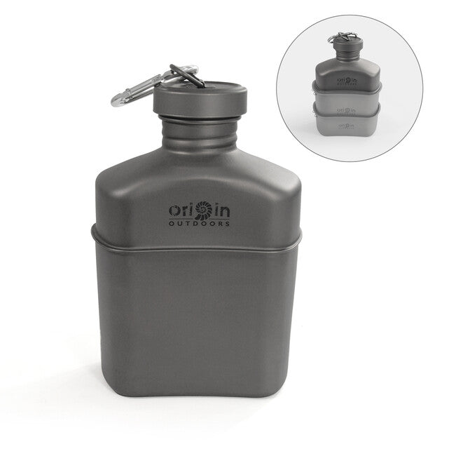 Origin Outdoors Canteen Origin Outdoors Titánová čutora s karabínou a taškou na prenášanie 1 l