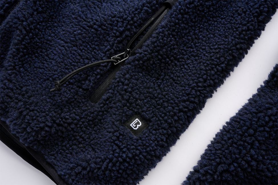 Brandit Teddyfleece Worker Fleece Hoodie Jacket, Navy Blue