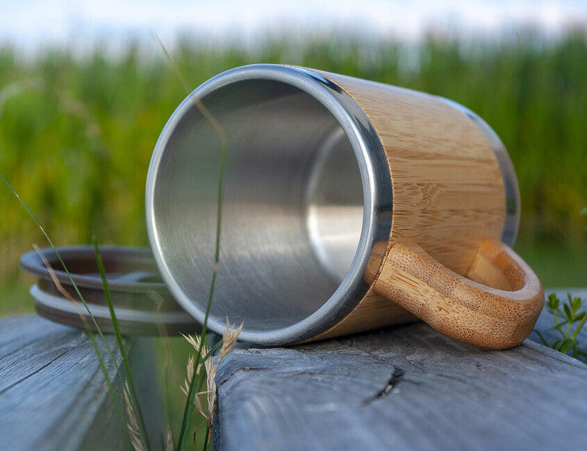 BasicNature Bamboo Bambusový hrnček z nehrdzavejúcej ocele 0.3L