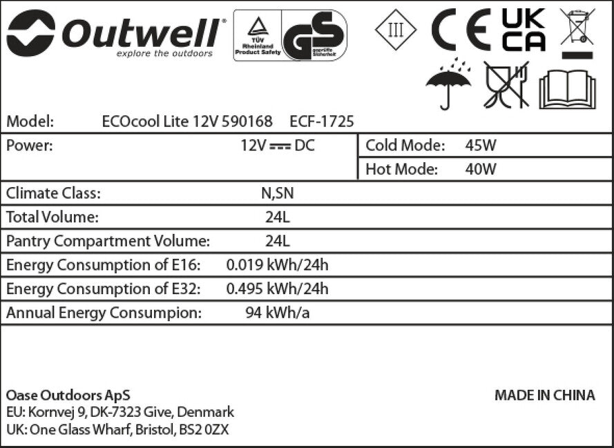 Outwell Kempingový chladiaci box ECOcool Lite 24 12V, tmavomodrý