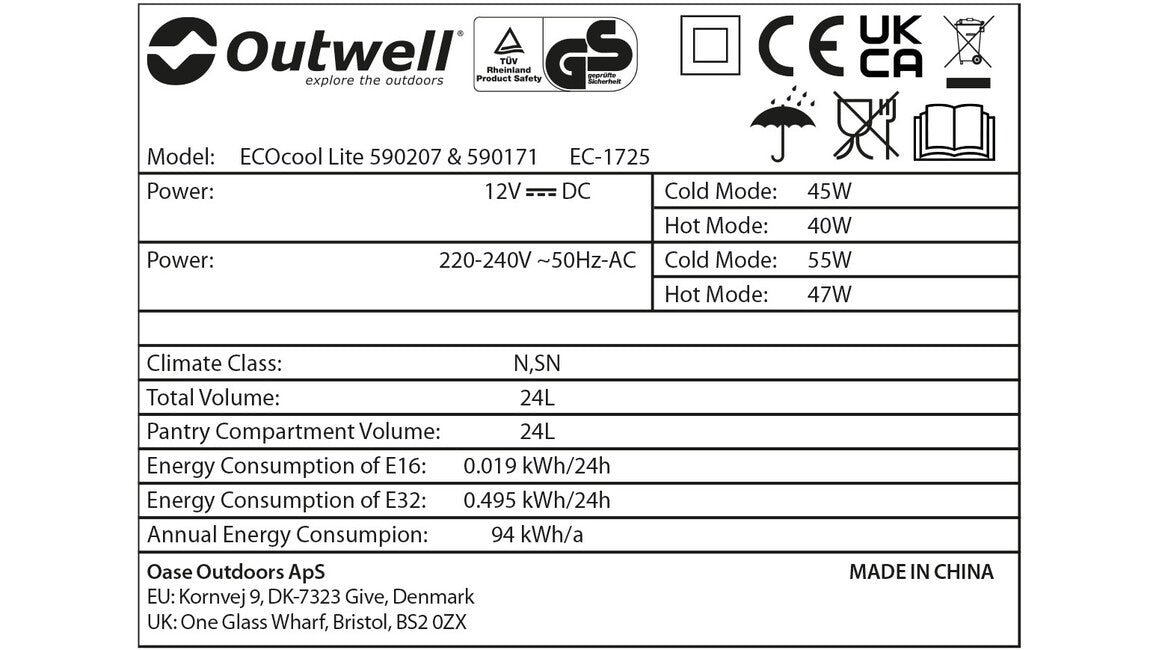Outwell Kempingový chladiaci box ECOcool Lite 24 12V/230V, tmavomodrý