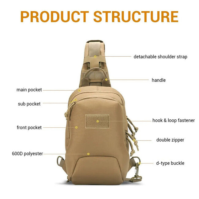 DRAGOWA TACTICAL Mike Single-Strap Backpack, Black