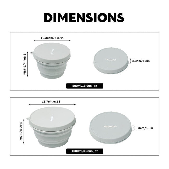 Fire Maple Collapsible Silicone Bowl 1L, Grey
