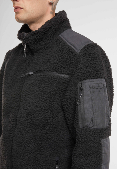 Brandit Pánska flísová bunda Ramble Teddyfleece, čierna