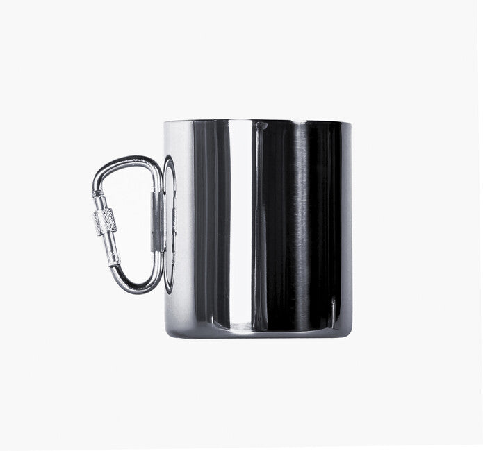 BasicNature Space Safer Thermo Mug, Stainless Steel, 0.33l with Carabiner
