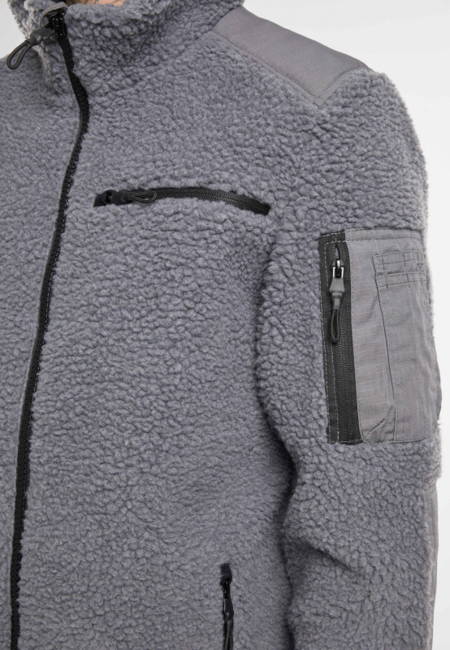 Brandit Pánska flísová bunda Ramble Teddyfleece, antracitová