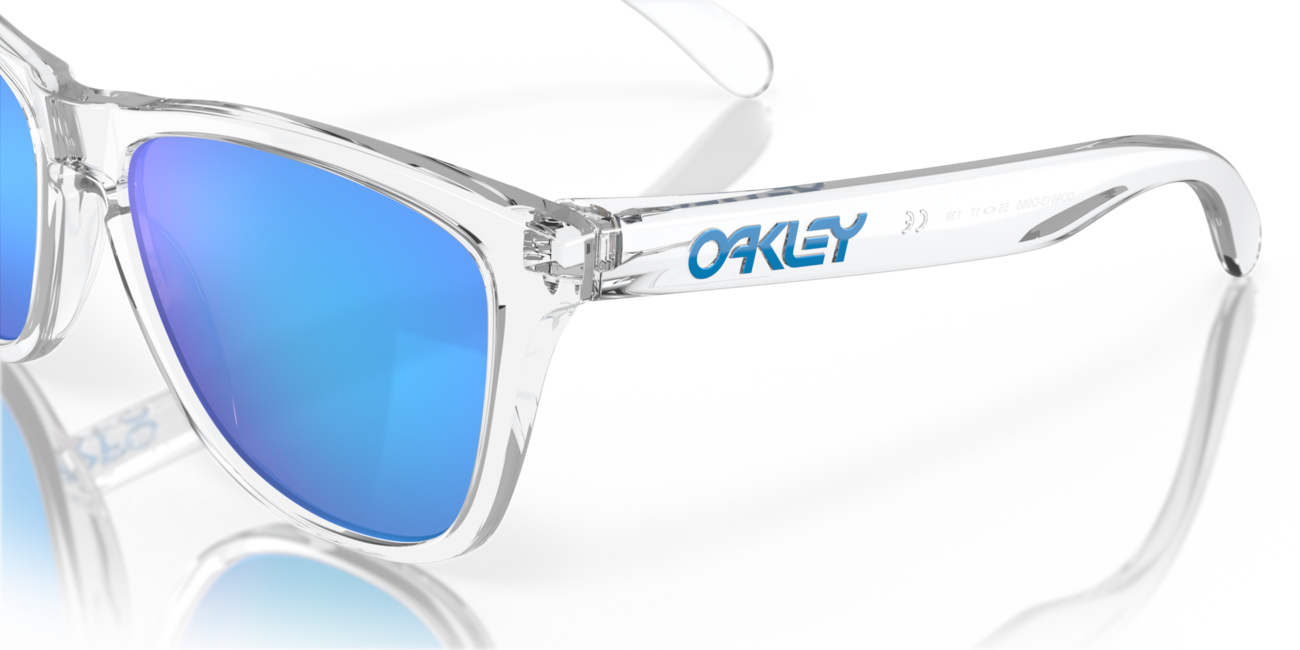 Oakley Frogskins Sunglasses, Crystal Clear Frame, Prizm Sapphire Iridium Lenses, 55