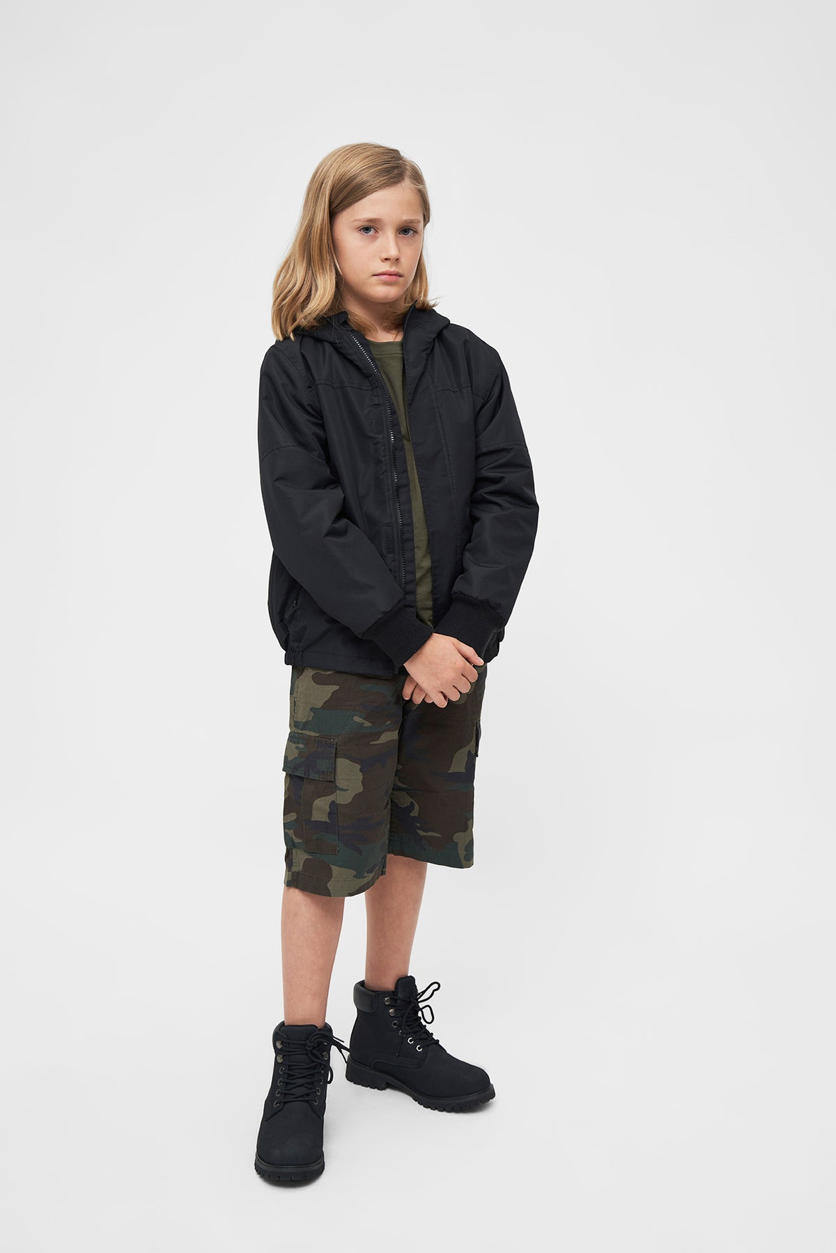Brandit Windbreaker Frontzip detská bunda, čierna