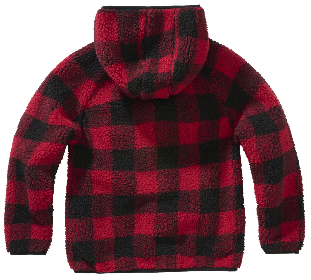 Brandit Teddyfleece detská bunda s kapucňou, červená/čierna