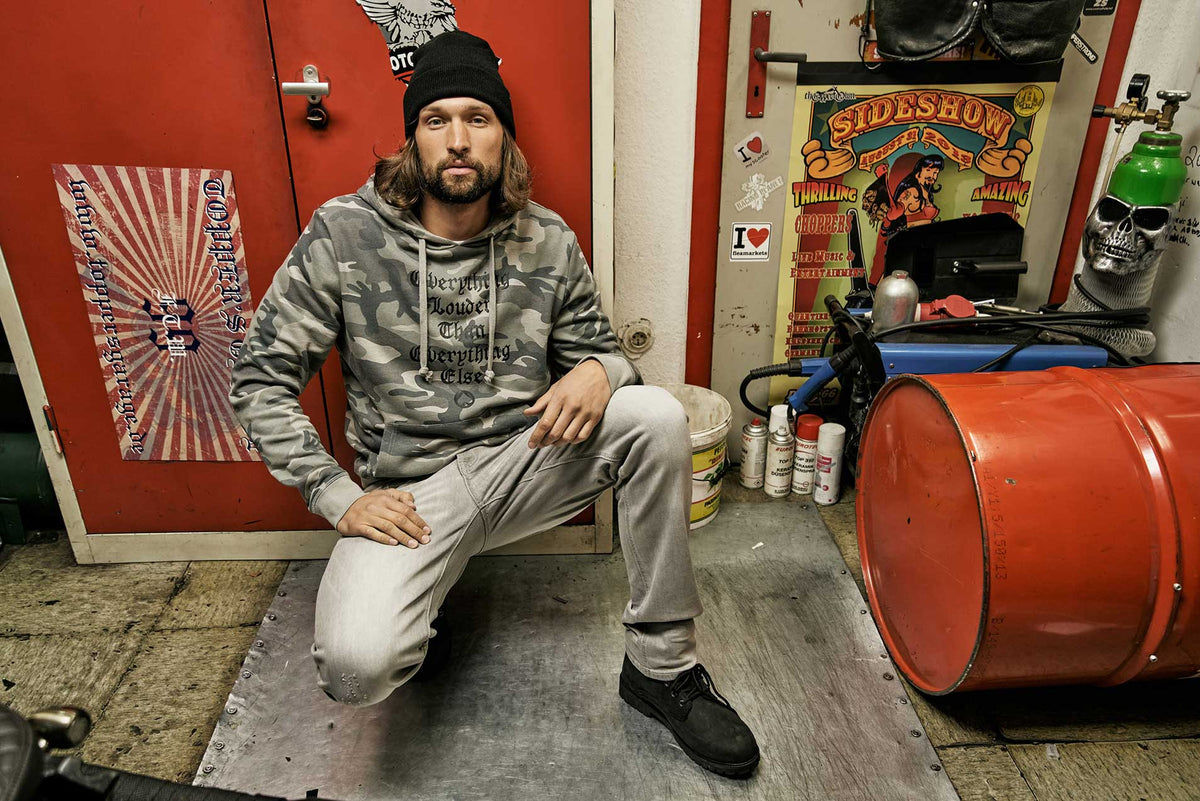 Brandit Motörhead mikina s kapucňou, sivá camo