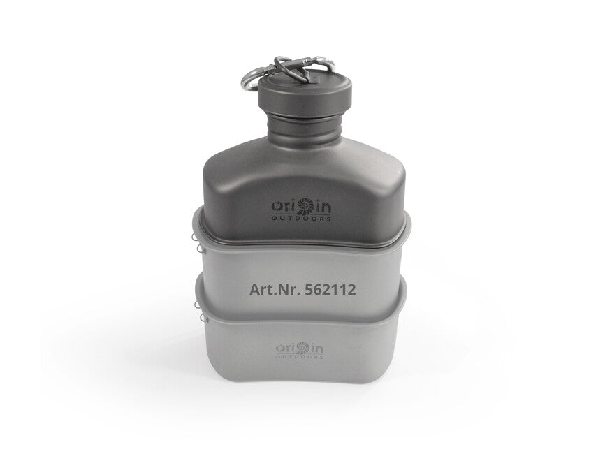 Origin Outdoors Canteen Origin Outdoors Titánová čutora s karabínou a taškou na prenášanie 1 l