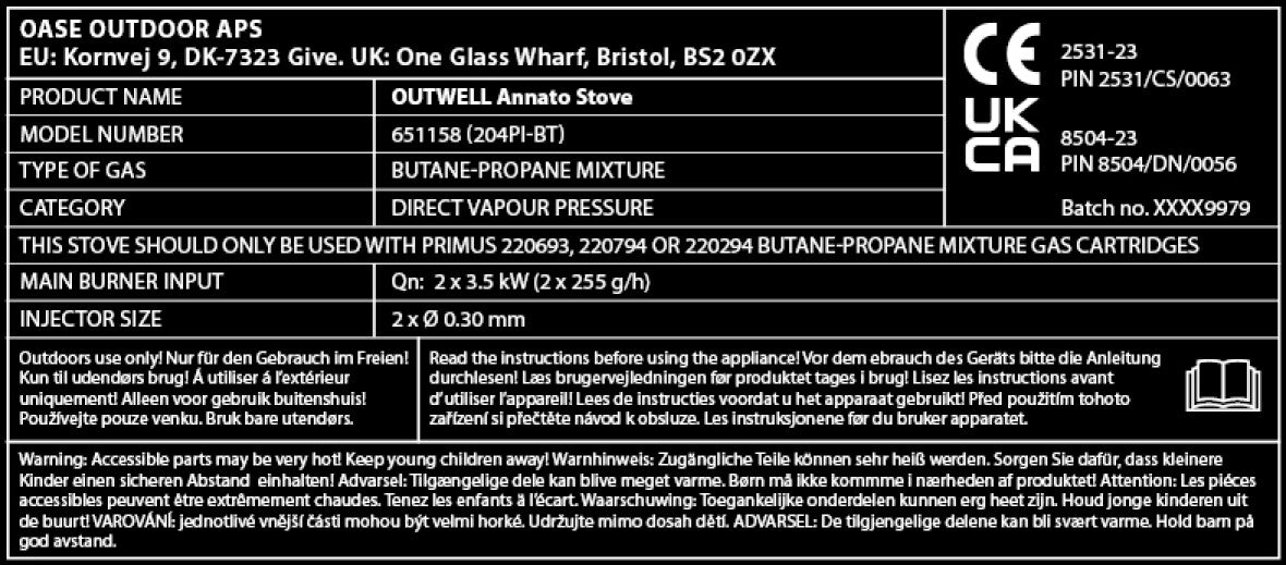 Outwell Anatto Gas Stove