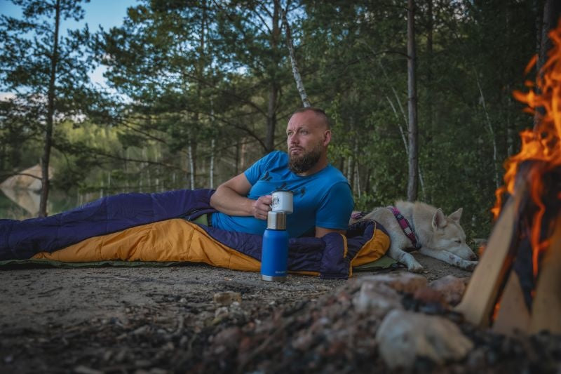 HUSKY Enjoy Long Sleeping Bag, Navy Blue Orange