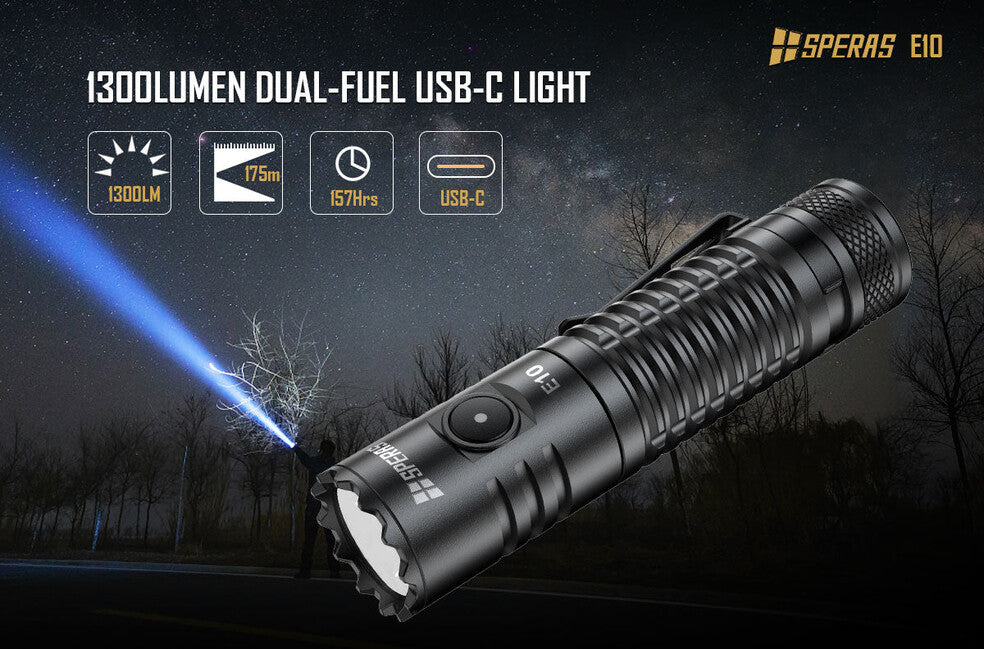 Speras E10 Flashlight 1300LM 175M Outdoor Camping EDC