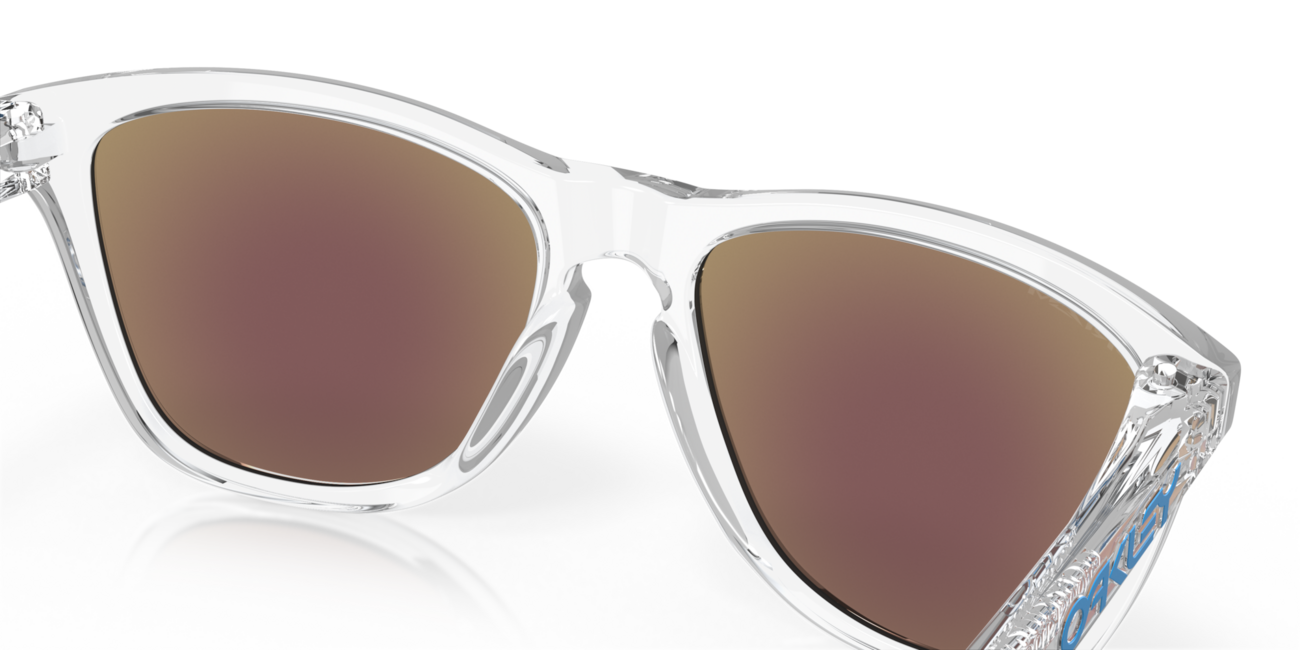 Oakley Frogskins Sunglasses, Crystal Clear Frame, Prizm Sapphire Iridium Lenses, 55