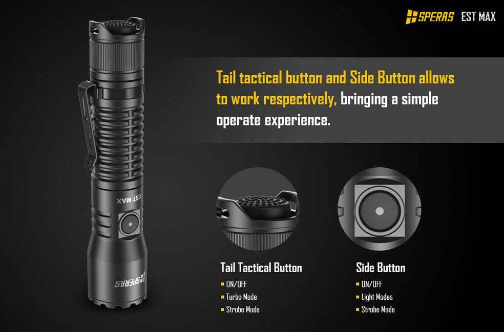 Speras Professional Tactical Flashlight EST Max 2500LM 279m