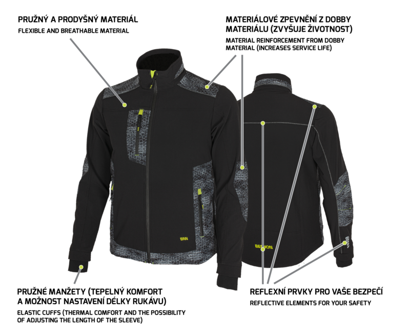 BENNON Predator Work Jacket, Black/Grey