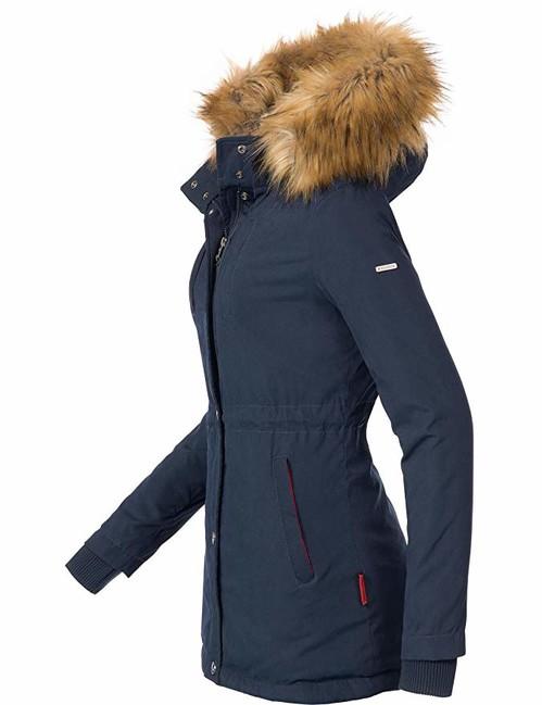 Marikoo Akira women's winter hooded jacket, dark blue