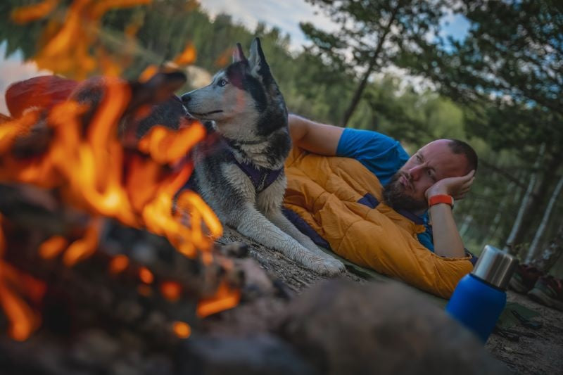 HUSKY Enjoy Long Sleeping Bag, Navy Blue Orange