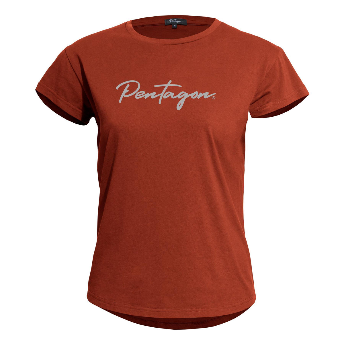 Pentagon Whisper Calligraphy women's short-sleeve t-shirt, maroon red