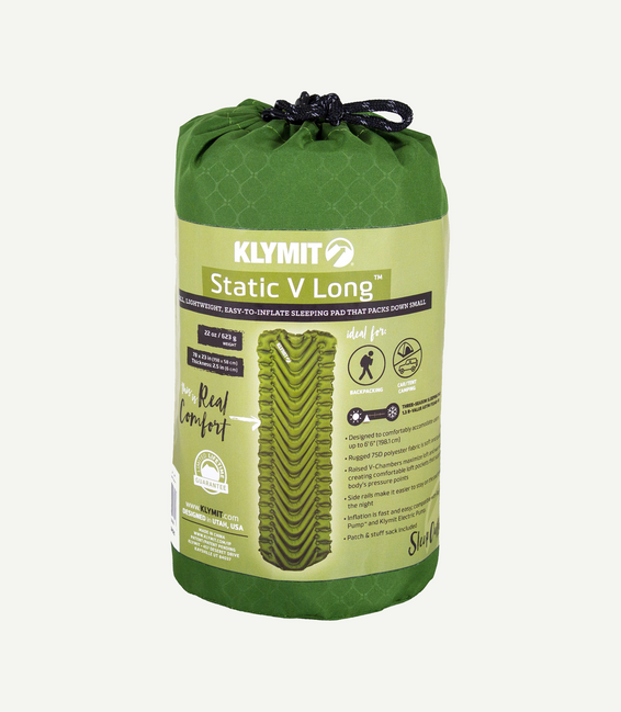 Klymit Static V Long Sleeping Pad, Green