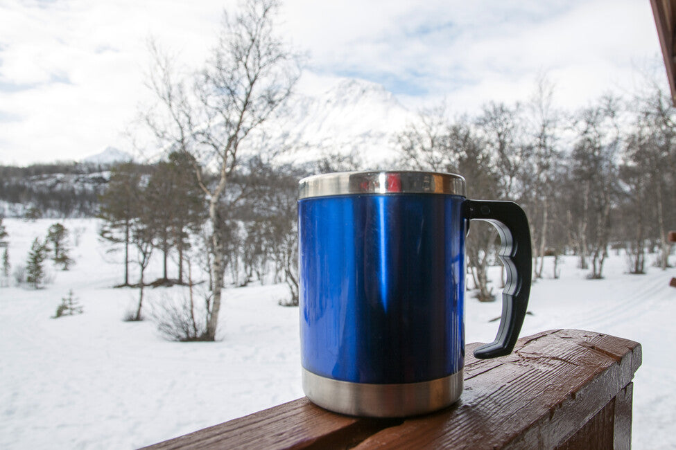 BasicNature Stainless Steel Thermal Mug, Blue, 0.42 L