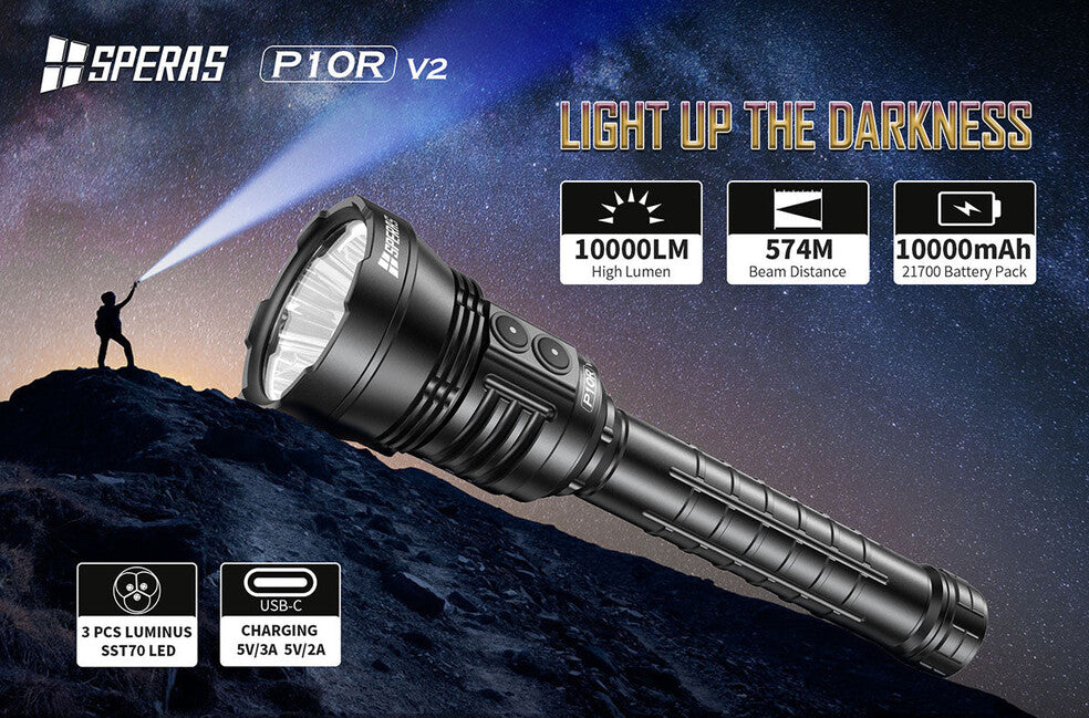 Speras Nabíjateľná LED baterka P10R V2 10000LM