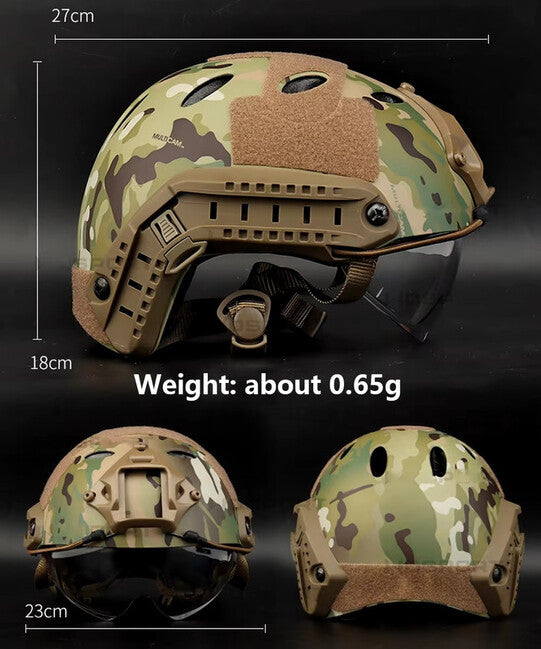 DRAGOWA Tactical Fast PJ Tactical Helmet with Bolt Goggles, AT