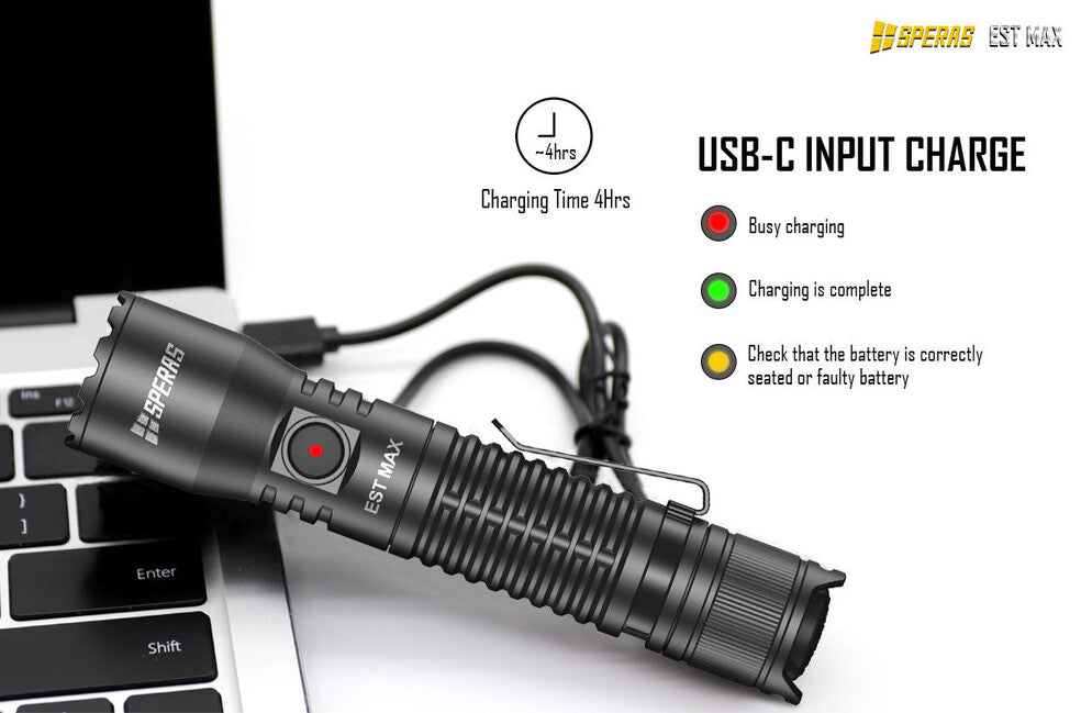 Speras Professional Tactical Flashlight EST Max 2500LM 279m