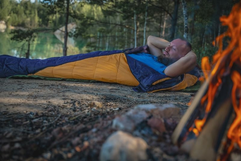 HUSKY Enjoy Long Sleeping Bag, Navy Blue Orange