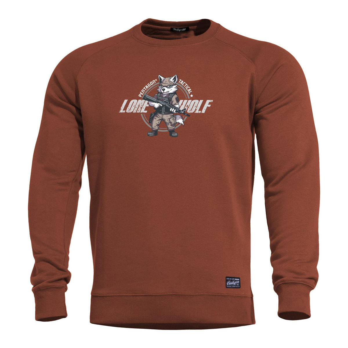 Pentagon Lone Wolf men's sweatshirt without hood, maroon red