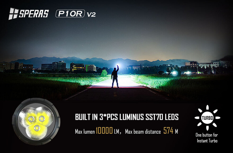 Speras Nabíjateľná LED baterka P10R V2 10000LM
