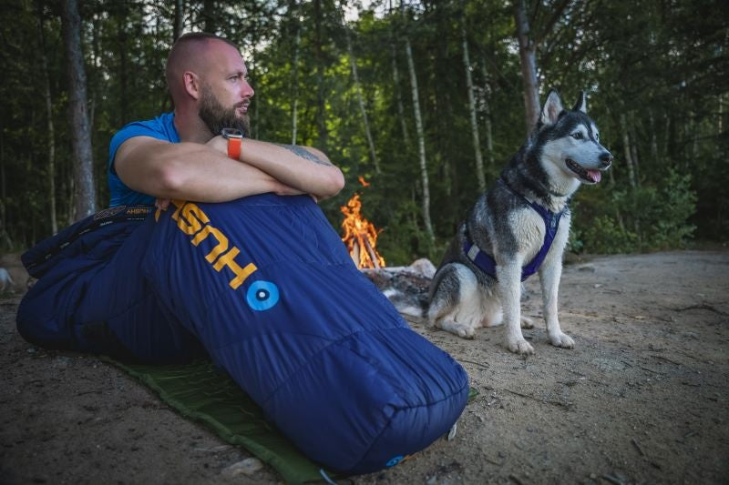 HUSKY Enjoy Long Sleeping Bag, Navy Blue Orange