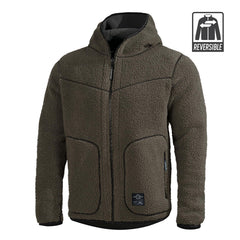 Pentagon Ianos Sherpa men's reversible fleece jacket, dark green/black