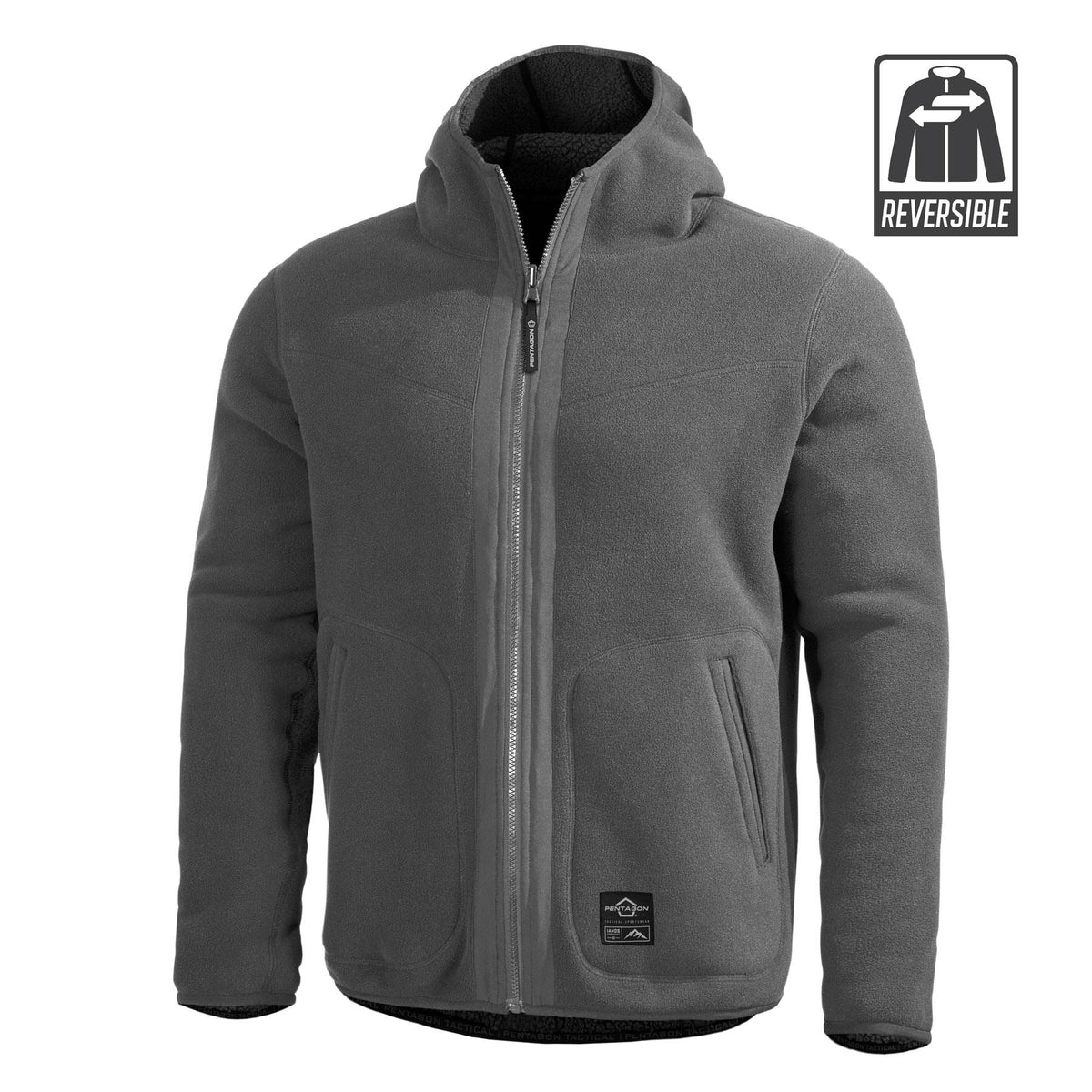 Pentagon Ianos Sherpa men's reversible fleece jacket, black/grey