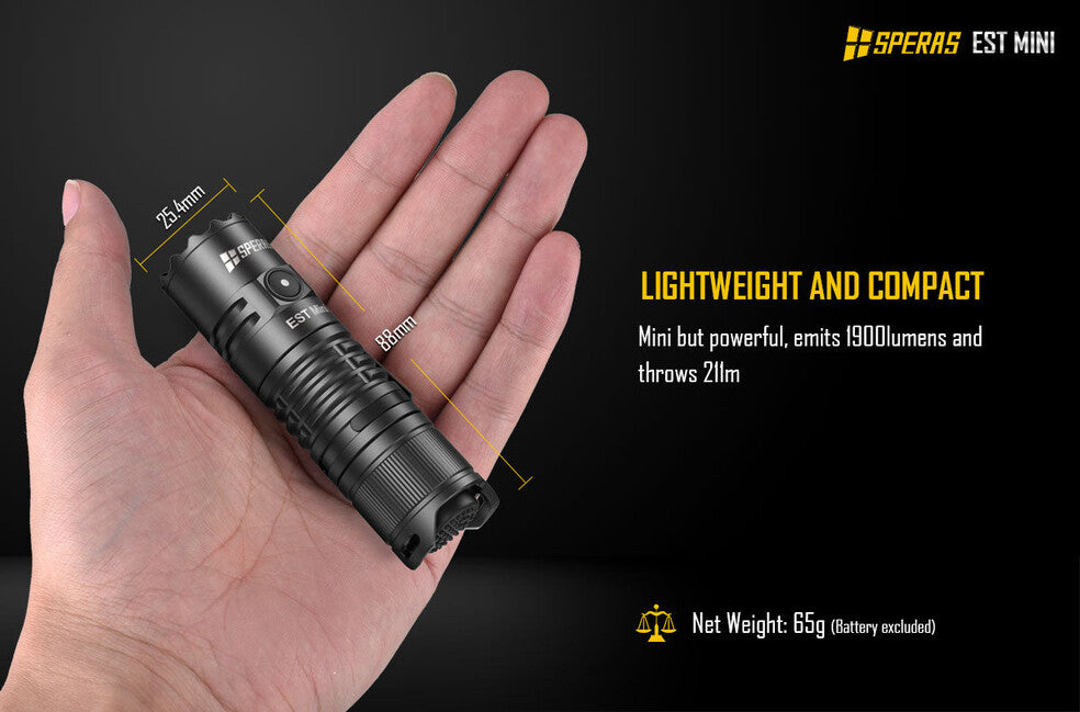 Speras EST Mini Rechargeable Tactical Flashlight 1900LM 211m