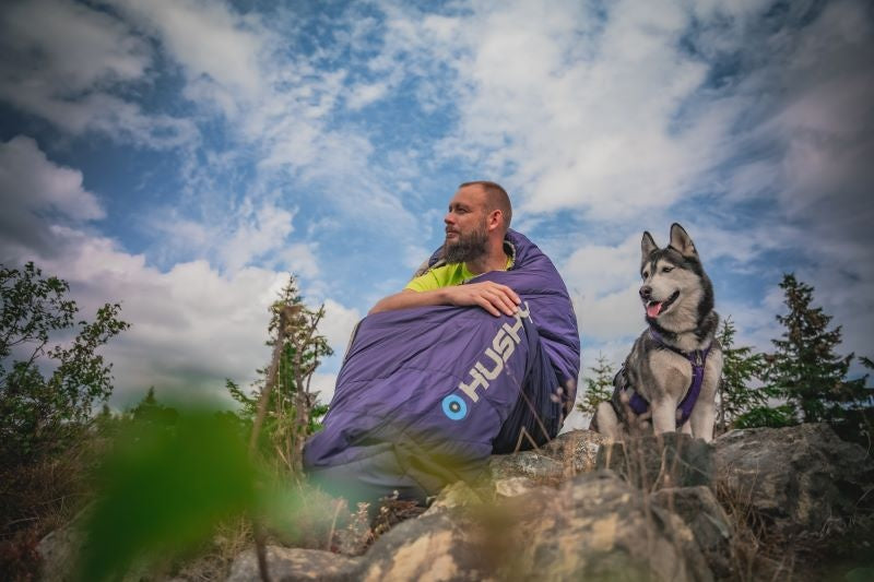 HUSKY Ember Synthetic Three-Season Sleeping Bag Long, Navy Blue/Grey