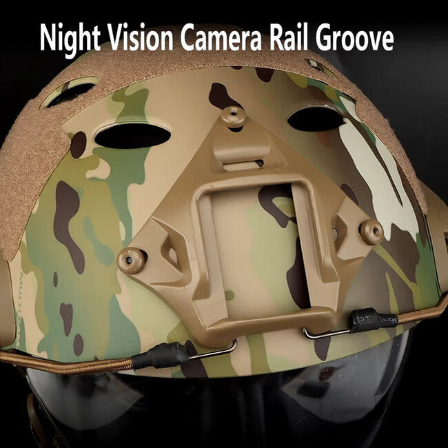 DRAGOWA Tactical Fast PJ Tactical Helmet with Bolt Goggles, Digital Woodland