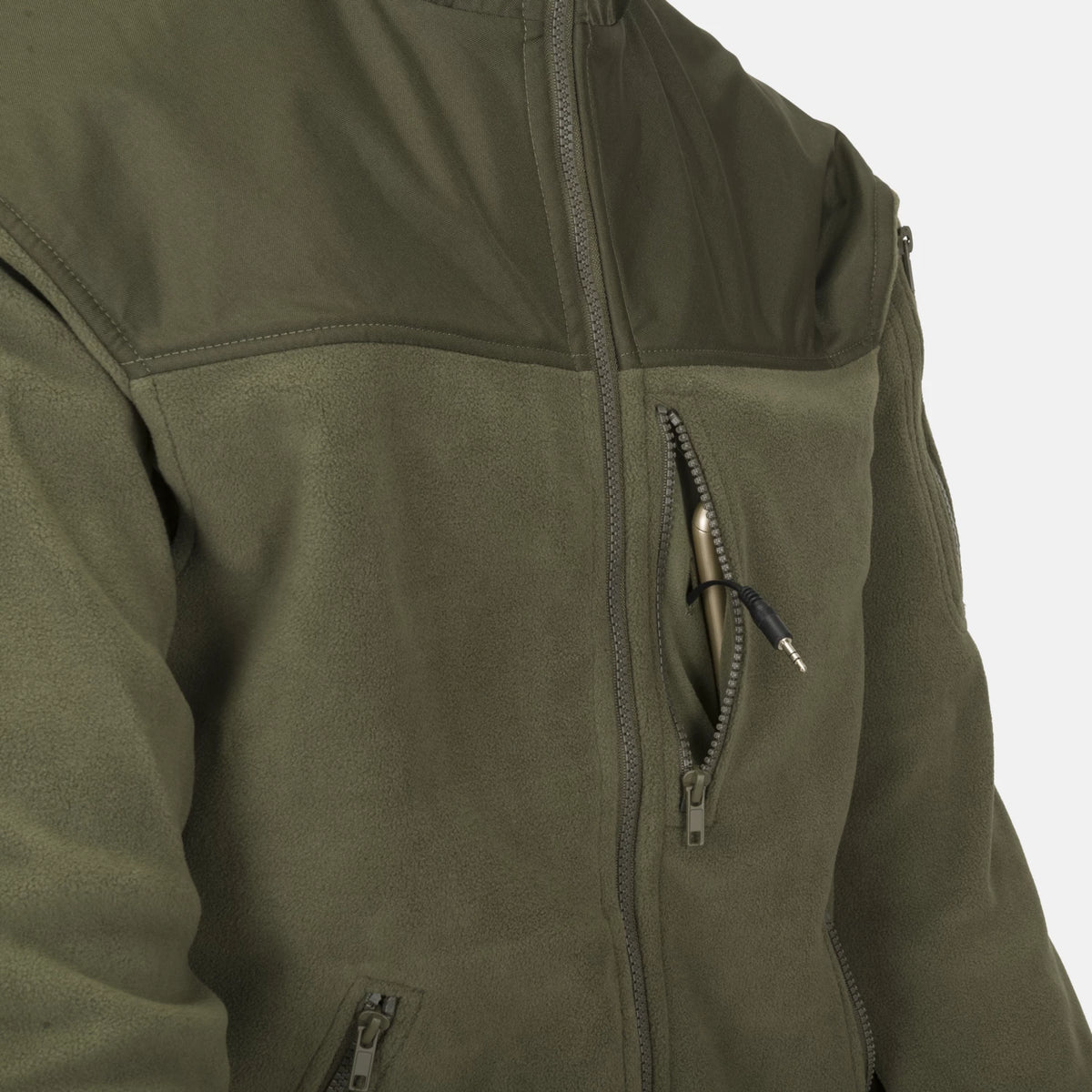 Helikon-Tex Classic Army spevnená flisová bunda, olivovo-čierna – detail 2